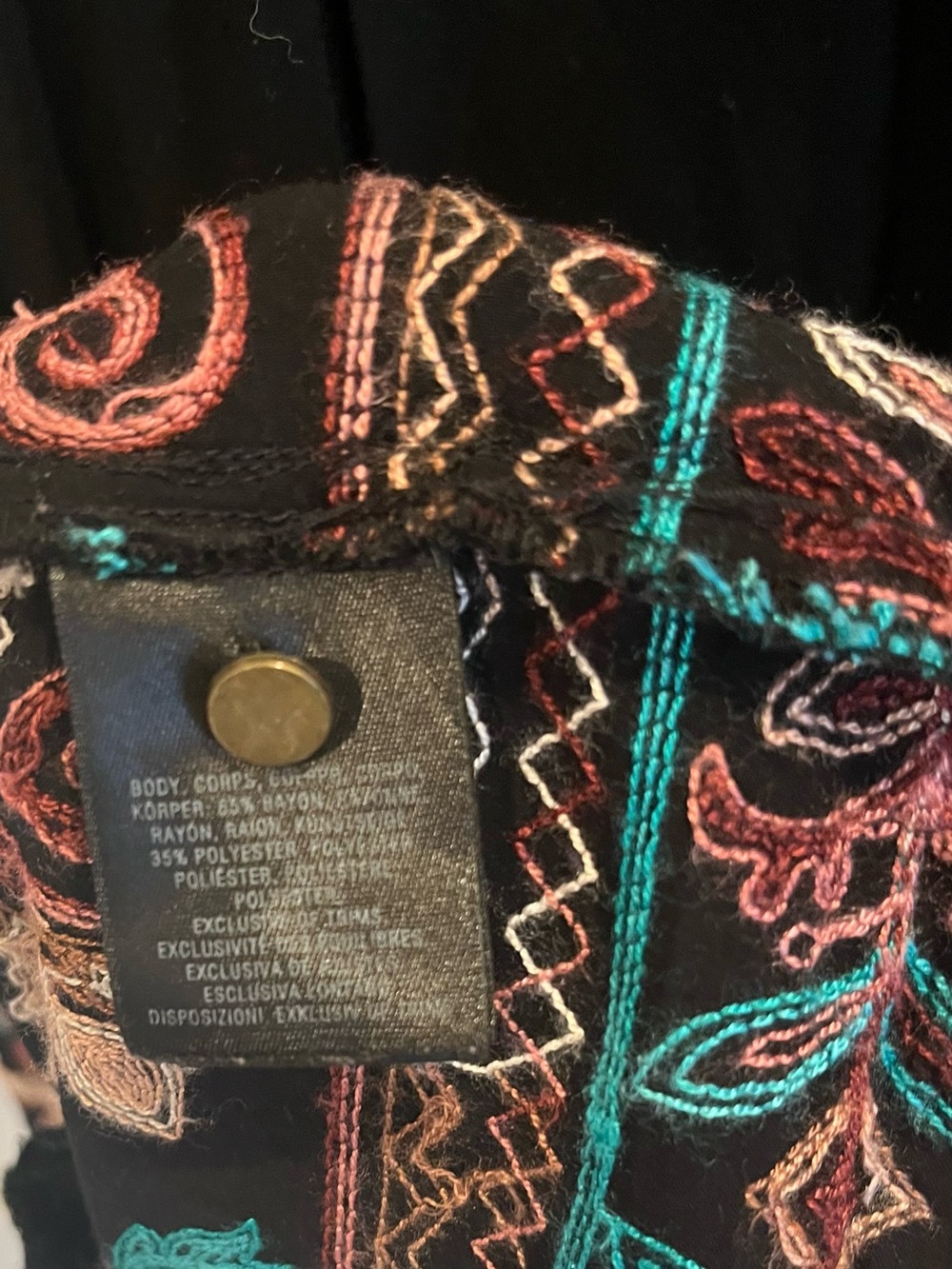 Anthropologie Floreat Embroidered Boho Black Dress Medium - Picture 8 of 8
